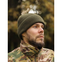 Шапка В"язка Олива з Відворотом