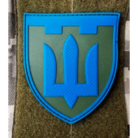 Патч ПВХ PiFi (Піфі) Тризуб. ТРО. блакитний на оливі