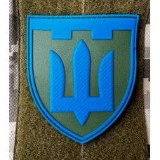 Патч ПВХ PiFi (Піфі) Тризуб. ТРО. блакитний на оливі