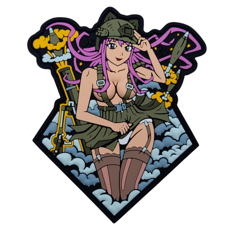 ПВХ патч (шеврон) "Anime Girl" Дівчина аніме Рожева