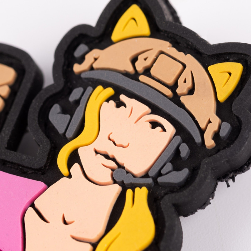 ПВХ патч (шеврон) Бренд Елемент Дівчина кішка рожева