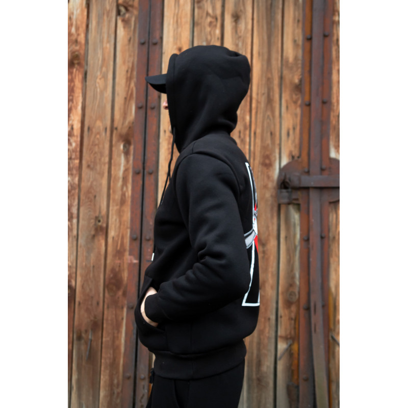 Весняна толстовка худі чоловіче чорне "Military Girl" XL, 52