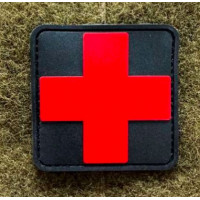 Патч ПВХ PiFi (ПИФИ) Медичний хрест. Мед Хрест червоно-чорний
