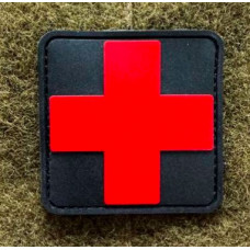 Патч ПВХ PiFi (ПИФИ) Медичний хрест. Мед Хрест червоно-чорний