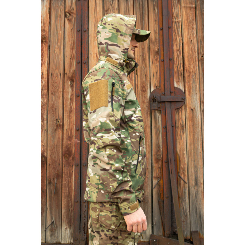 Тактична куртка софтшел SoftShel демісезонна з капюшоном мультикам 176, 48, M