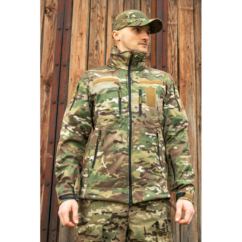 Тактична куртка софтшел SoftShel демісезонна з капюшоном мультикам 182, 58, 4XL