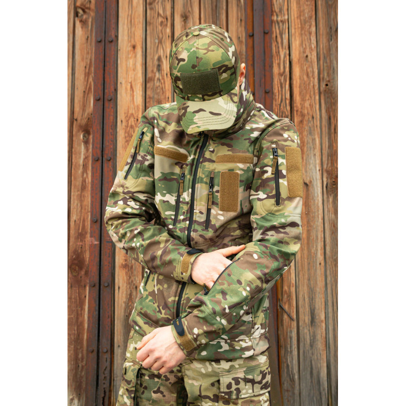 Тактична куртка софтшел SoftShel демісезонна з капюшоном мультикам 188, 54, XXL