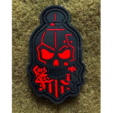 Патч ПВХ PiFi (Піфі) Сталевий привіт. Граната череп чорний