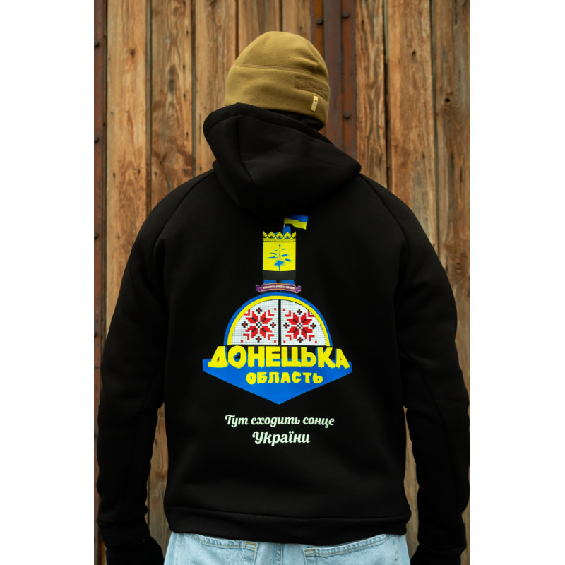 Весняна толстовка худі чоловіче чорне "Стелла Донецької області" 52, XL