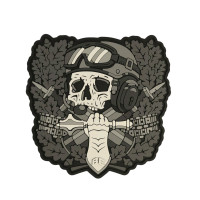 ПВХ патч (шеврон) Бренд Елемент Призрачный Танкист Чорно-білий