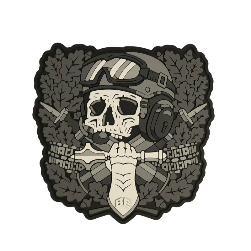 ПВХ патч (шеврон) Бренд Елемент Призрачный Танкист Чорно-білий