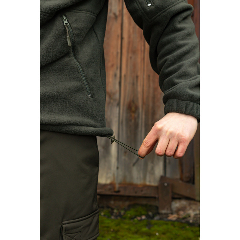 Тактична флісова кофта олива з капюшоном