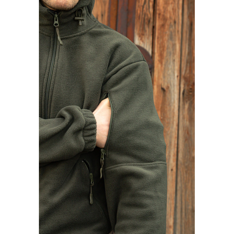 Тактична флісова кофта олива з капюшоном 46, S