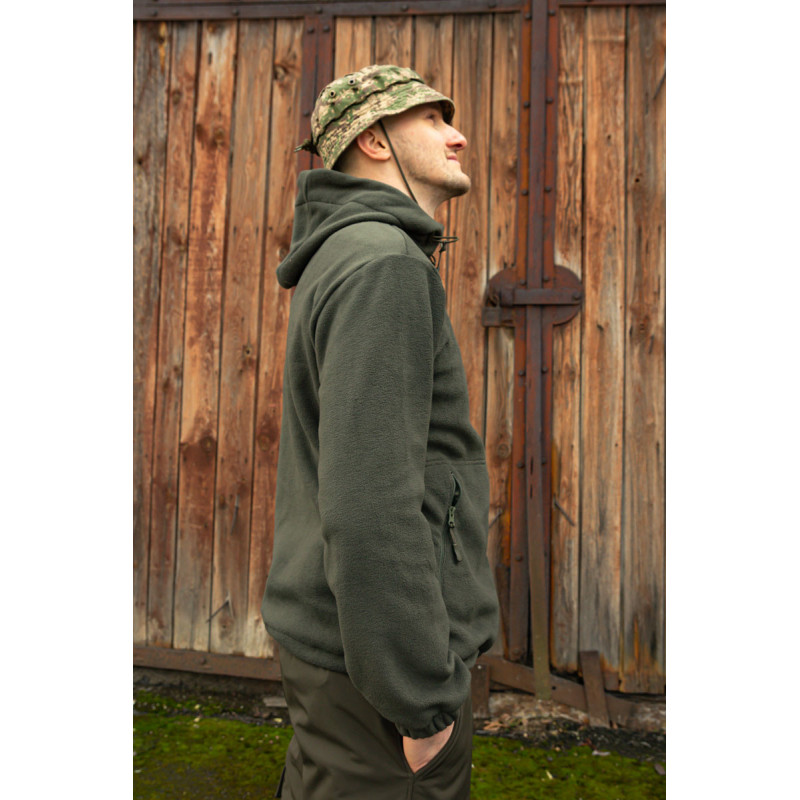 Тактична флісова кофта олива з капюшоном 46, S