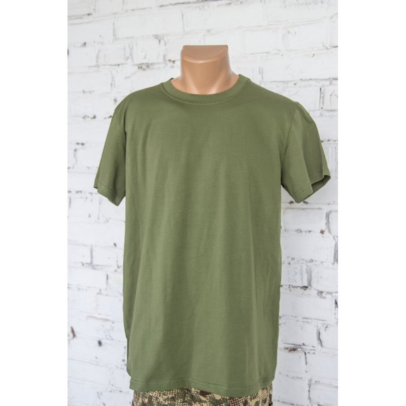 Футболка олива з принтом Fuck the Death для військових стрейч-кулір