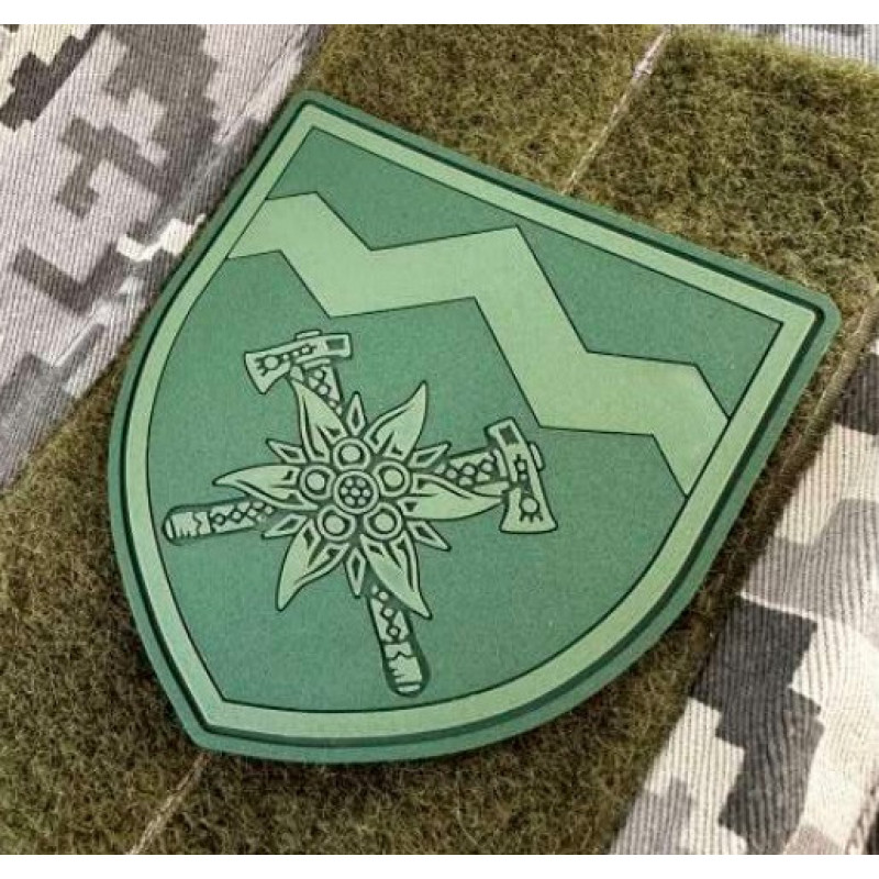 Патч ПВХ PiFi (ПИФИ) Шеврон 10 ОГШБр Едельвейс. 10-ая Отдельная горно-штурмовая бригада. олива