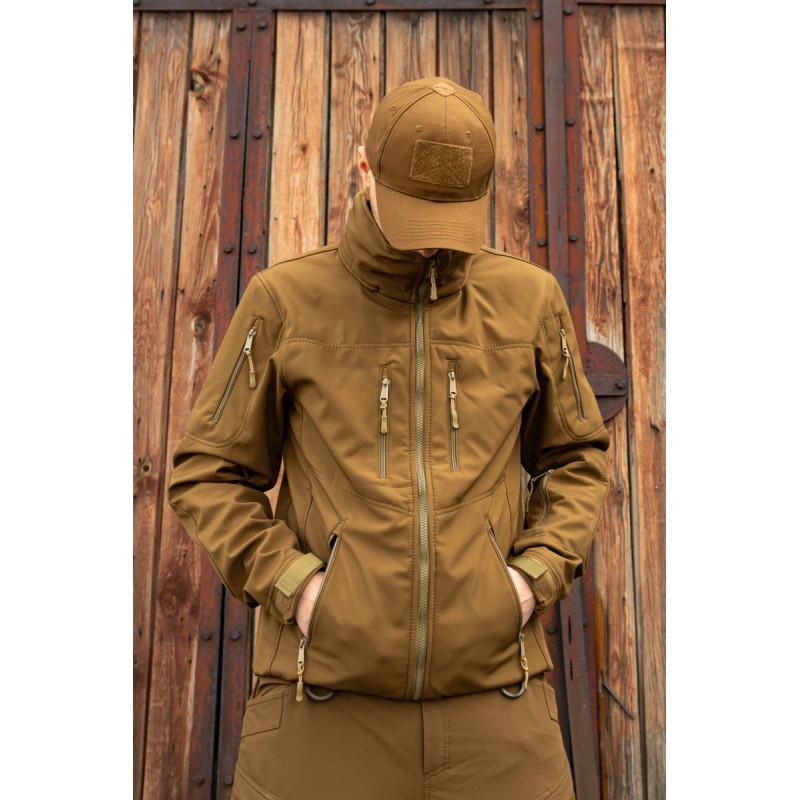 Тактична куртка софтшелл SoftShel демісезонна з капюшоном койот 182, 56, 3XL