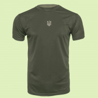 Тактична футболка олива Coolpass з вишитим тризубом 56, 3XL