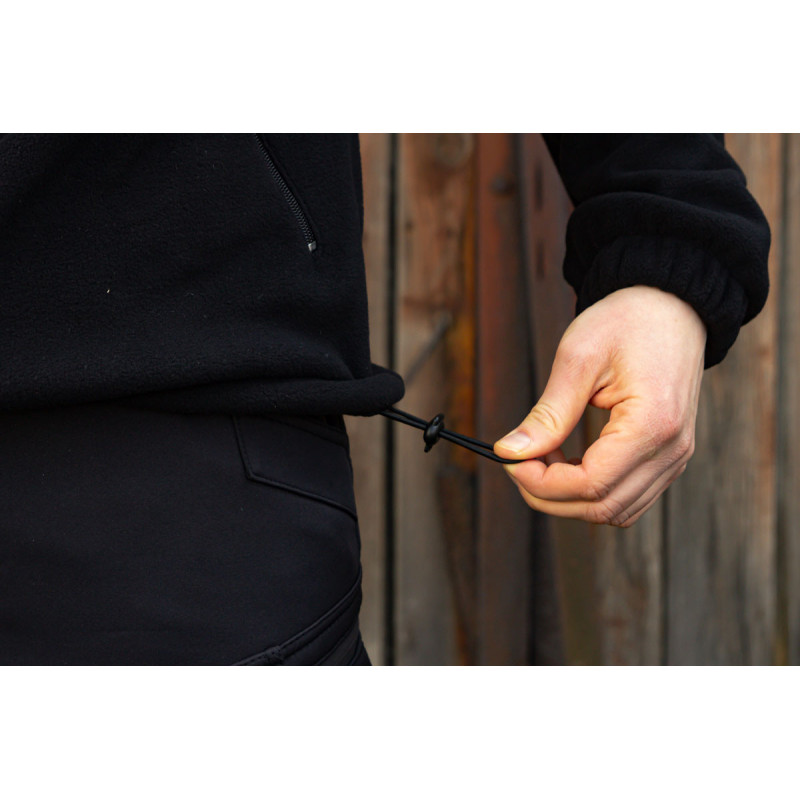 Тактична флісова кофта чорна з капюшоном