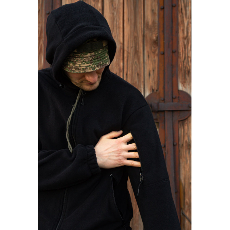 Тактична флісова кофта чорна з капюшоном 54, 2XL