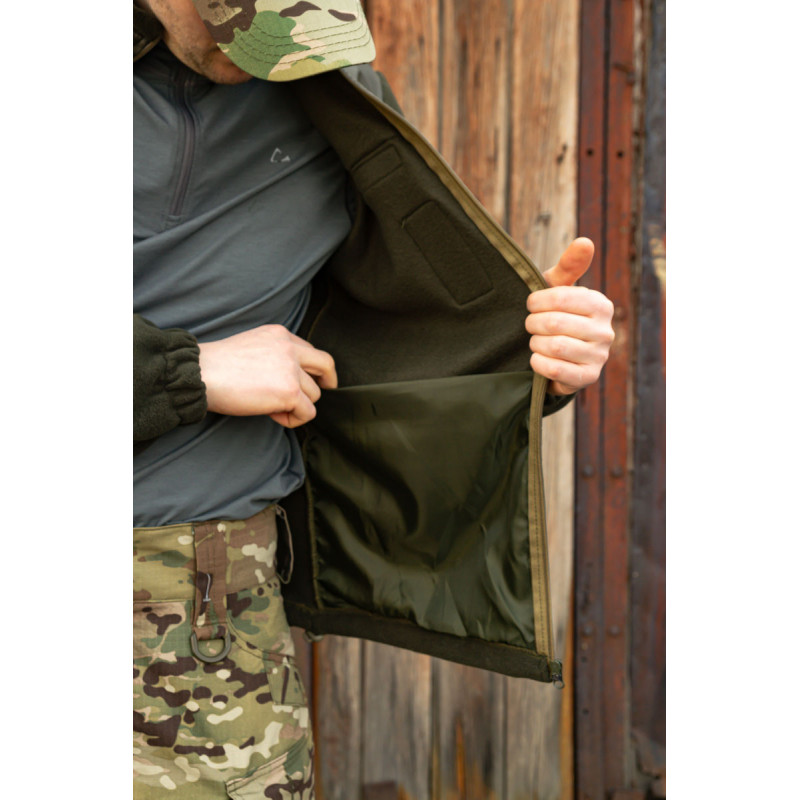 Тактична кофта флісова олива чоловіча посилена 50, L