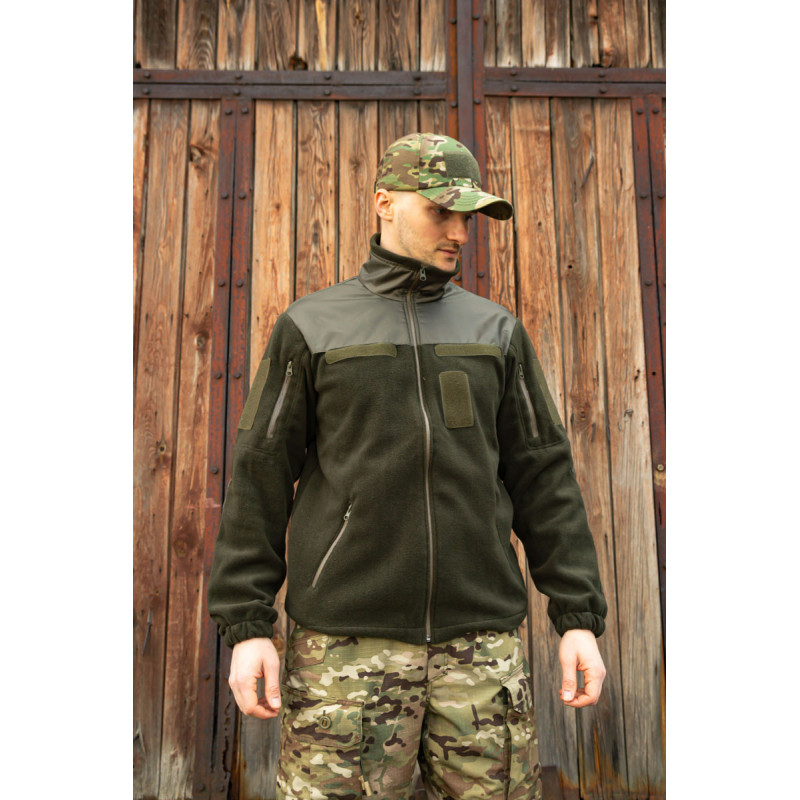 Тактична кофта флісова олива чоловіча посилена 54, 2XL