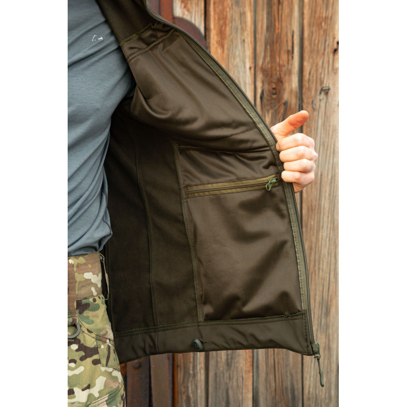 Тактична куртка софтшелл SoftShel демісезонна з капюшоном олива 176, 52, XL