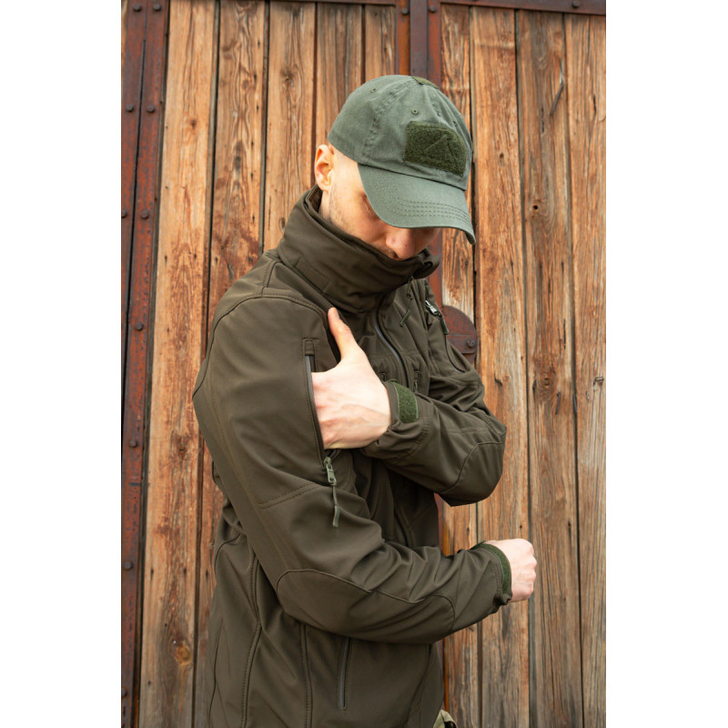 Тактична куртка софтшелл SoftShel демісезонна з капюшоном олива 182, 54, XXL