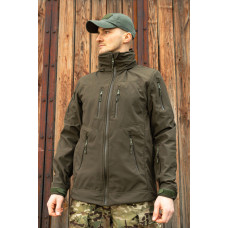 Тактична куртка софтшелл SoftShel демісезонна з капюшоном олива 188, 50, L