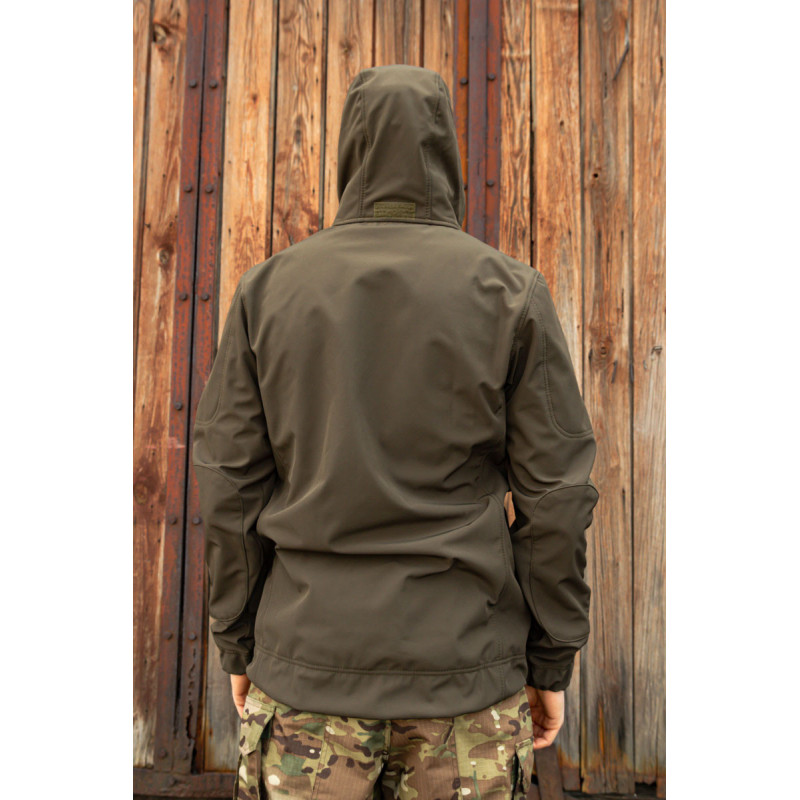 Тактична куртка софтшелл SoftShel демісезонна з капюшоном олива 188, 50, L