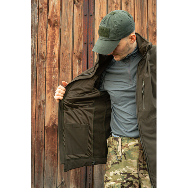 Тактична куртка софтшелл SoftShel демісезонна з капюшоном олива 188, 50, L