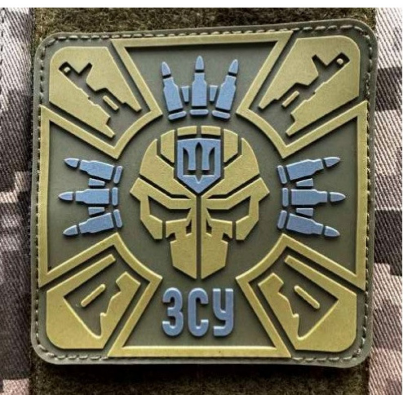 Патч ПВХ PiFi (Піфі) Резиновий ЗСУ Збройні Сили України квадрат койот-сірий