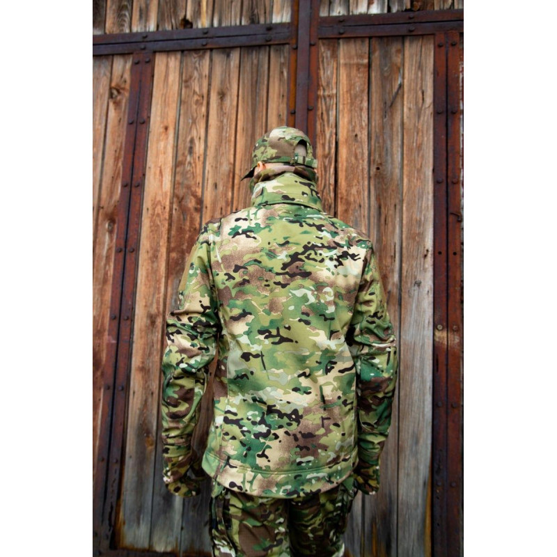 Тактична куртка софтшелл SoftShel демісезонна з капюшоном мультикам