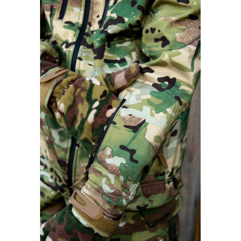 Тактична куртка софтшелл SoftShel демісезонна з капюшоном мультикам