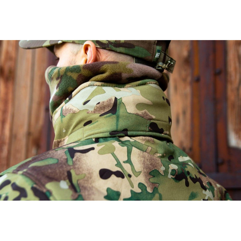 Тактична куртка софтшелл SoftShel демісезонна з капюшоном мультикам