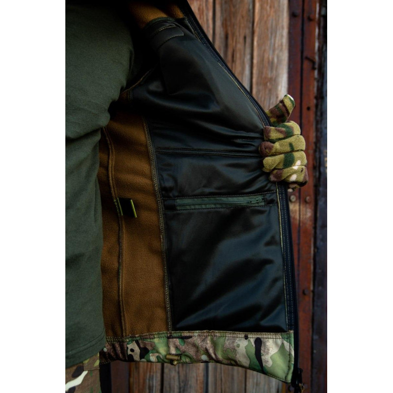 Тактична куртка софтшелл SoftShel демісезонна з капюшоном мультикам