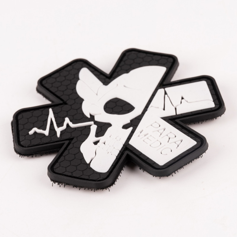 ПВХ патч Бренд Елемент (шеврон)  Парамедик Хрест чорно-білий