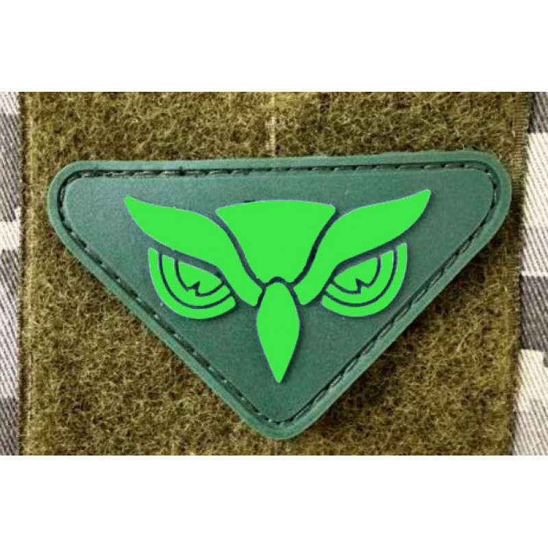 Патч ПВХ PiFi (ПИФИ) Сова Люмінофор (світиться у термряві) олива