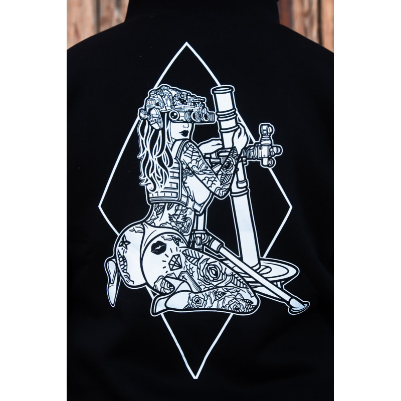 Зимова толстовка худі чоловіче чорне "Мінометниця" 2XL, 54