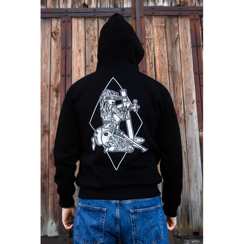 Зимова толстовка худі чоловіче чорне "Мінометниця" 2XL, 54