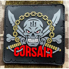 Патч ПВХ PiFi (Піфі) Резиновий Корсар сірий на чорному