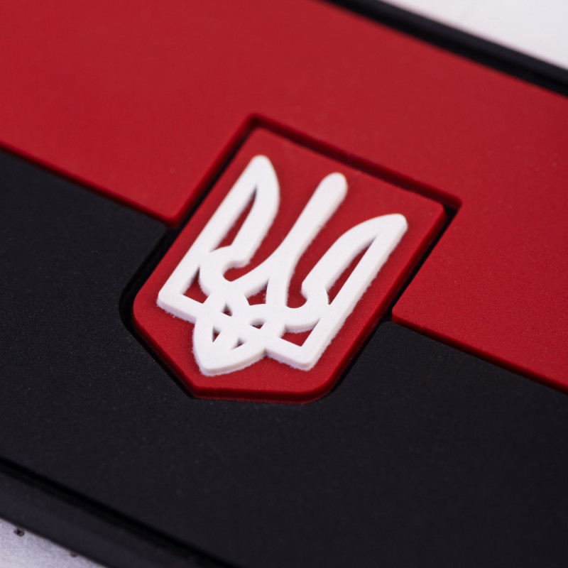 ПВХ патч Бренд Елемент (шеврон) Прапор України з гербом червоно-чорний УПА