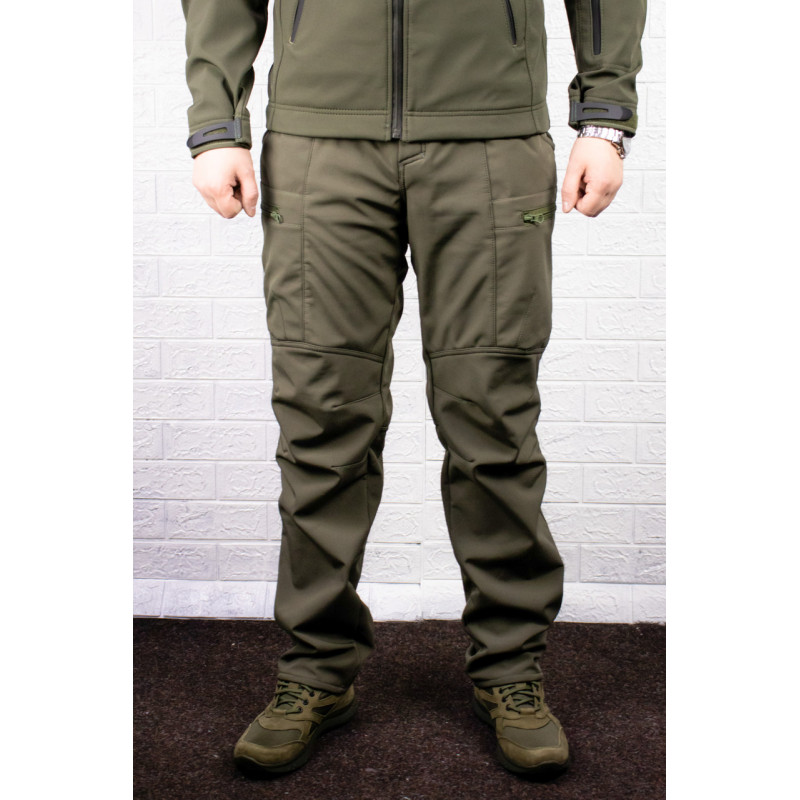 Тактичні штани Softshell софтшелл олива демісезонні
