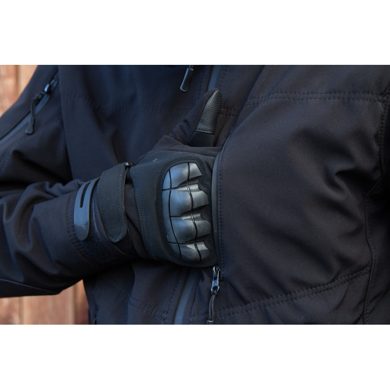 Тактична чорна зимова куртка Soft-Shell Омні-хіт з капюшоном