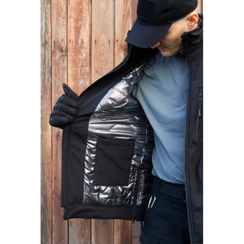 Тактична чорна зимова куртка Soft-Shell Омні-хіт з капюшоном