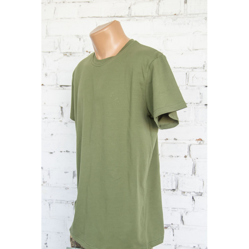 Футболка олива натуральна для військових стрейч-кулір