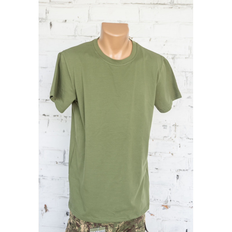 Футболка олива натуральна для військових стрейч-кулір XL