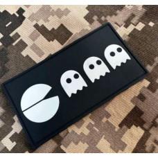 Патч ПВХ PiFi (Піфі) Оркогриз. Пакмен чорно-білий