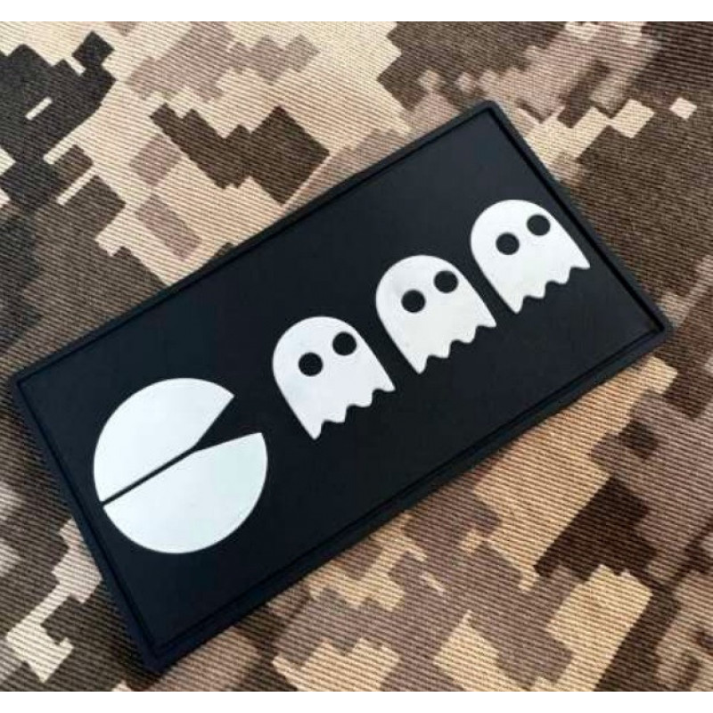 Патч ПВХ PiFi (Піфі) Оркогриз. Пакмен чорно-білий