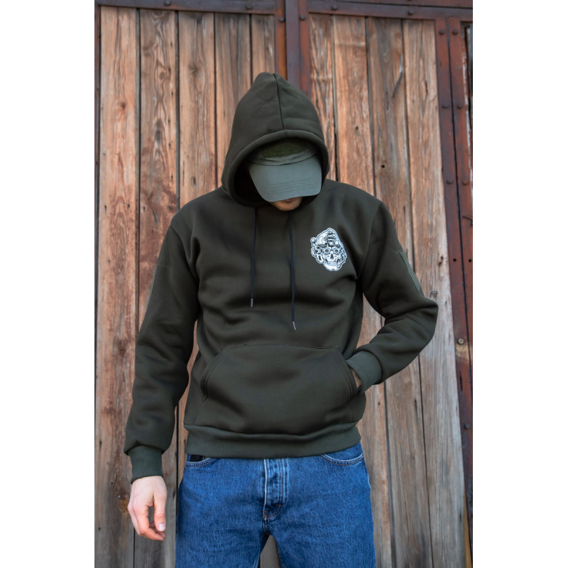 Зимова толстовка худі чоловіче олива "Millitary Girl 2.0" 2XL, 54